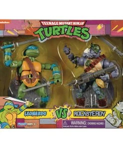 Hasbro Toys Playmates TMNT Teenage Mutant Ninja Turtles Classic Leonardo Vs. Rocksteady 2 Pack Action Figure