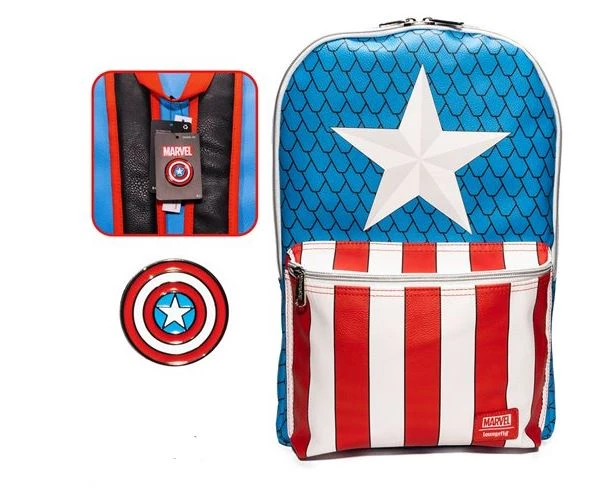 Bags/Accessories Loungefly Captain America Cosplay With Pin Set Exclusive Backpack 1 Bags/Accessories Loungefly Captain America Cosplay With Pin Set Exclusive Backpack