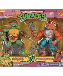 Hasbro Toys Playmates TMNT Teenage Mutant Ninja Turtles Classic Raphael Vs. Triceraton 2 Pack Action Figure