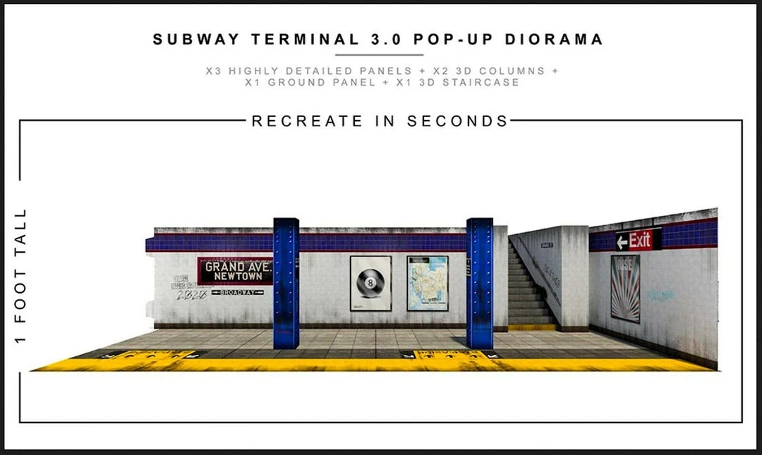 1:12 Scale Action Figure Accesories Extreme Sets Subway Terminal 3.0 Pop-Up DIorama Display 1/12 Scale Action Figures 3 1:12 Scale Action Figure Accesories Extreme Sets Subway Terminal 3.0 Pop-Up DIorama Display 1/12 Scale Action Figures
