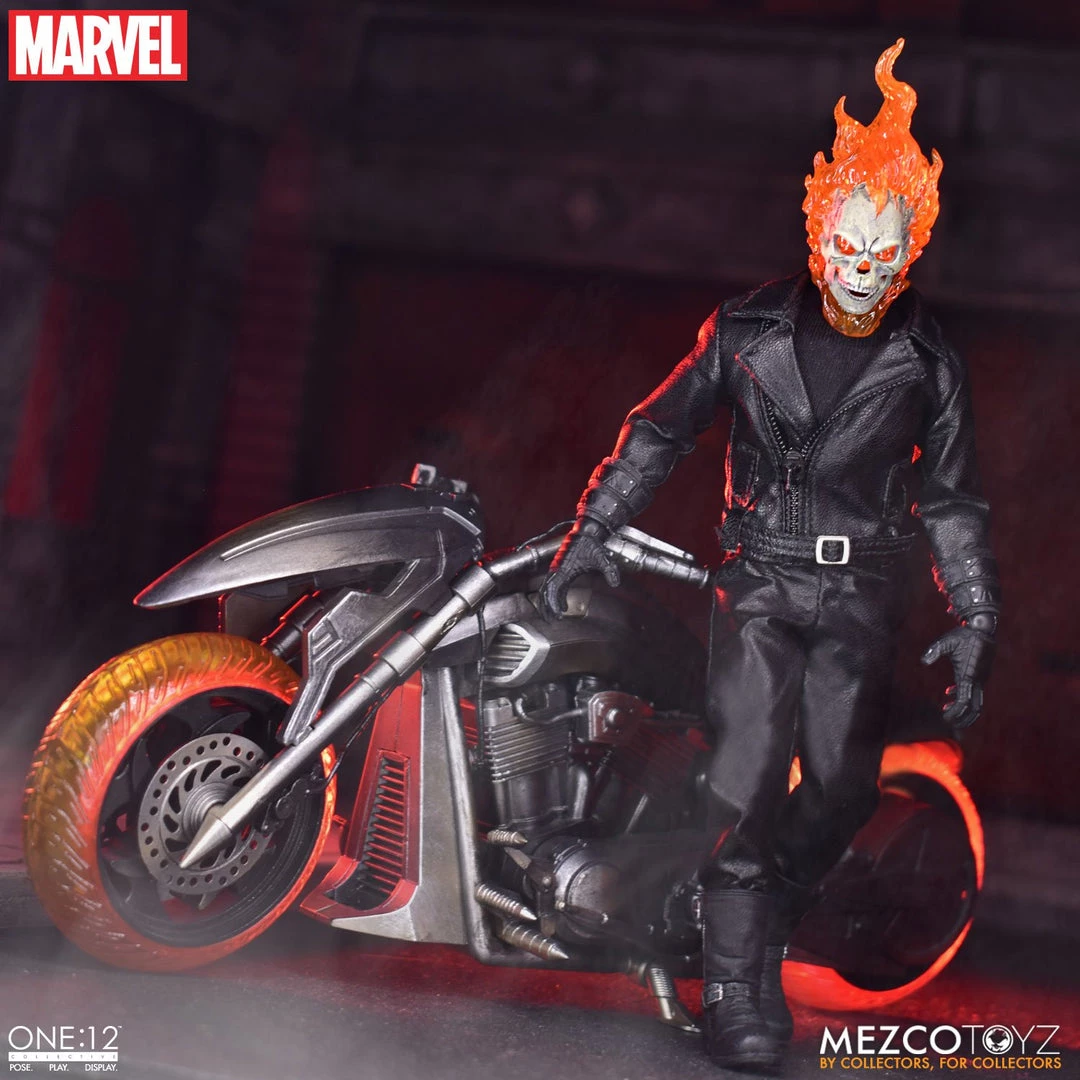 **Pre Order**Mezco One 12 Marvel Ghost Rider & Hell Cycle Set Action Figure 1 **Pre Order**Mezco One 12 Marvel Ghost Rider & Hell Cycle Set Action Figure