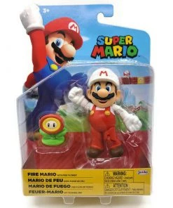Jakks Pacific Super Mario Fire Mario With Flower Action Figure