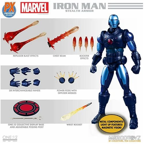 Mezco One 12 Marvel Comics Stealth Armor Iron Man PX Action Figure 3 Mezco One 12 Marvel Comics Stealth Armor Iron Man PX Action Figure